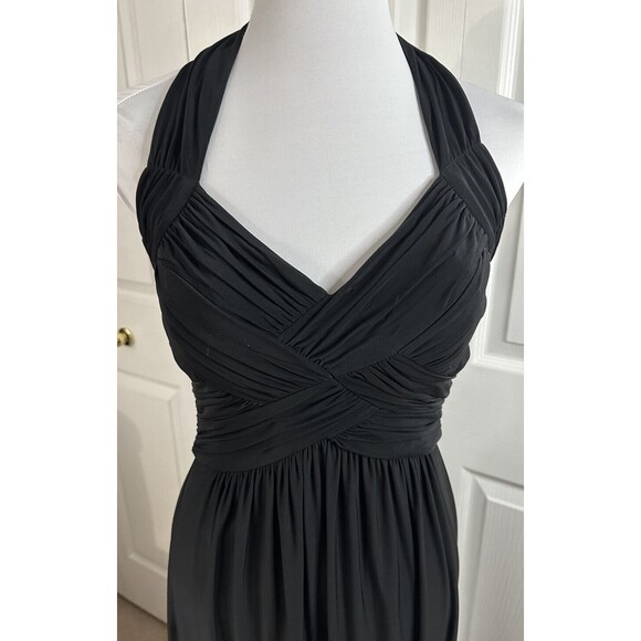 BCBG Paris Black Halter Evening Gown Formal Maxi Ruched Top Dress Lined Size 6 - Picture 2 of 6